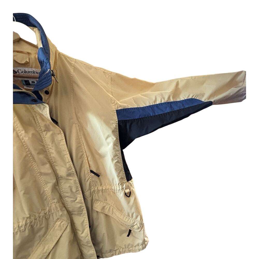 VTG Columbia Women’s Jacket Butter Yellow Blue Accents Sz M Packed Hood Outdoor - Picture 4 of 7